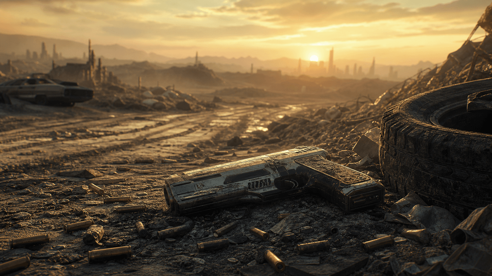 Cyberpunk 2077: пистолет План Б на свалке Восточных Пустошей