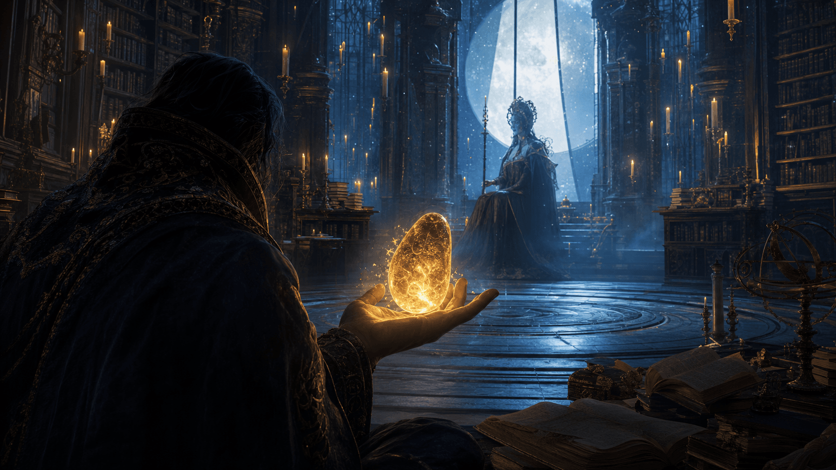 Elden Ring: Слеза личинки перед Ренналой в Великой библиотеке