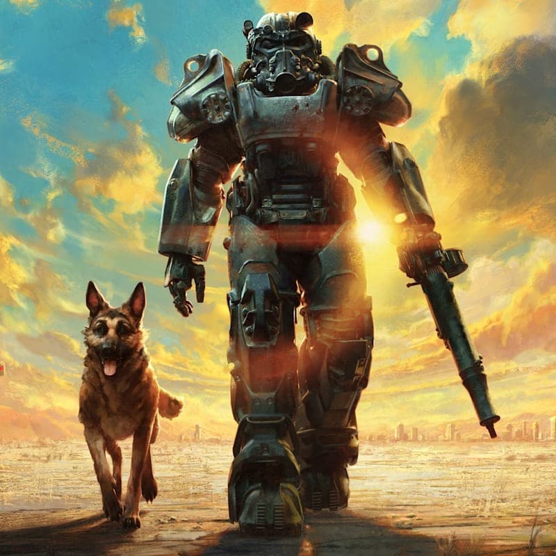 Fallout 4 Anniversary Edition: квадратная карточка с силовой броней и Псиной