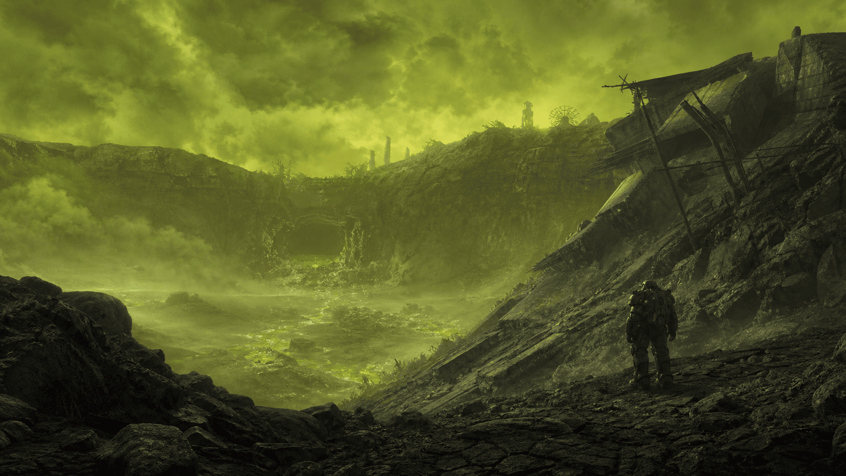 Fallout 4: радиоактивное Светящееся море и вход в пещеру Вирджила
