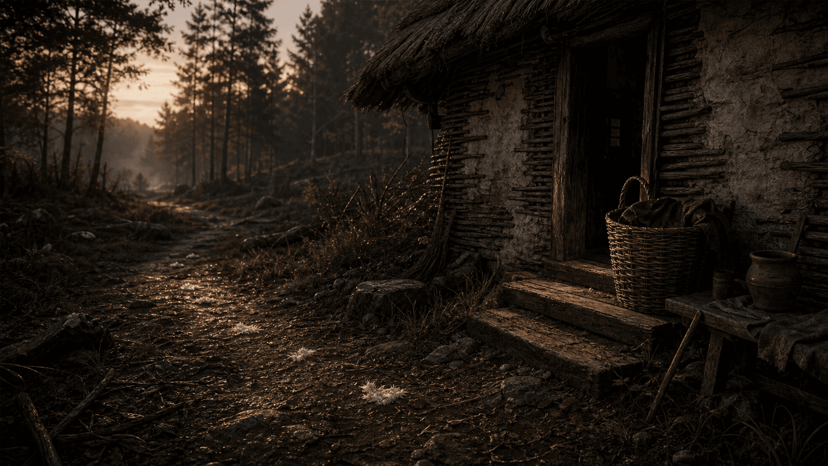 Kingdom Come: Deliverance II: хижина Божены, следы Павлены и лесная тропа