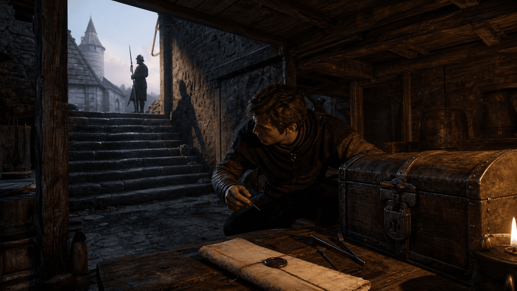 Kingdom Come: Deliverance II: Генри крадёт документ из сундука в ратуше