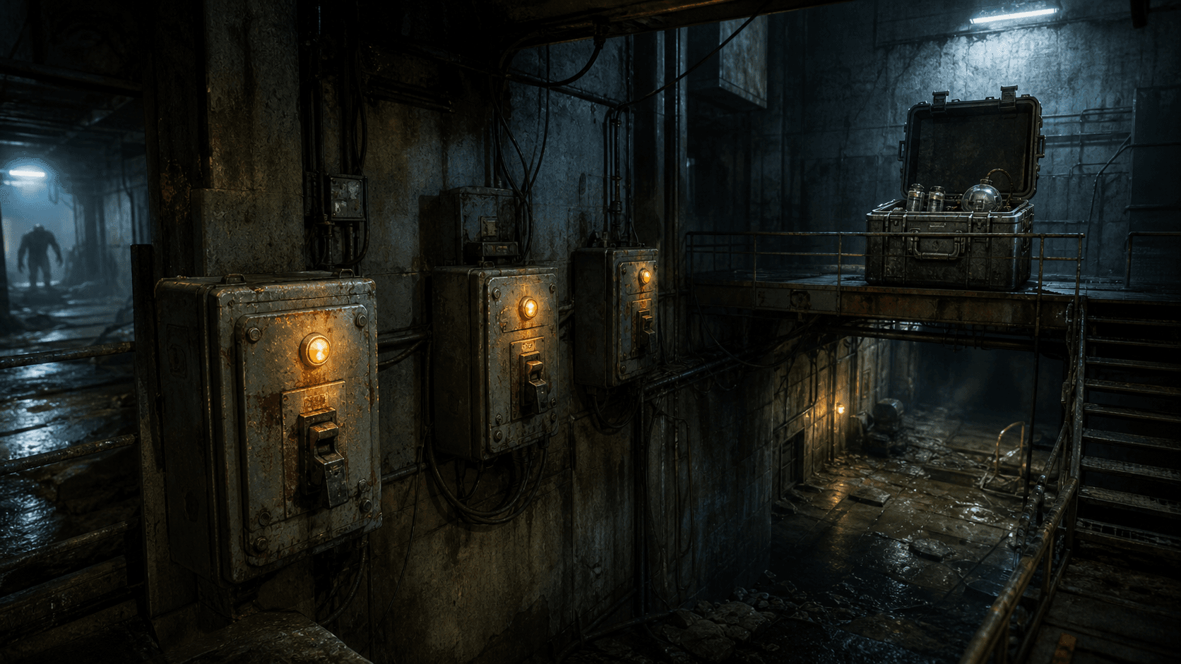 S.T.A.L.K.E.R. 2: три электрических щитка и чемодан с деталями для пси-защиты в заброшенном техкомплексе