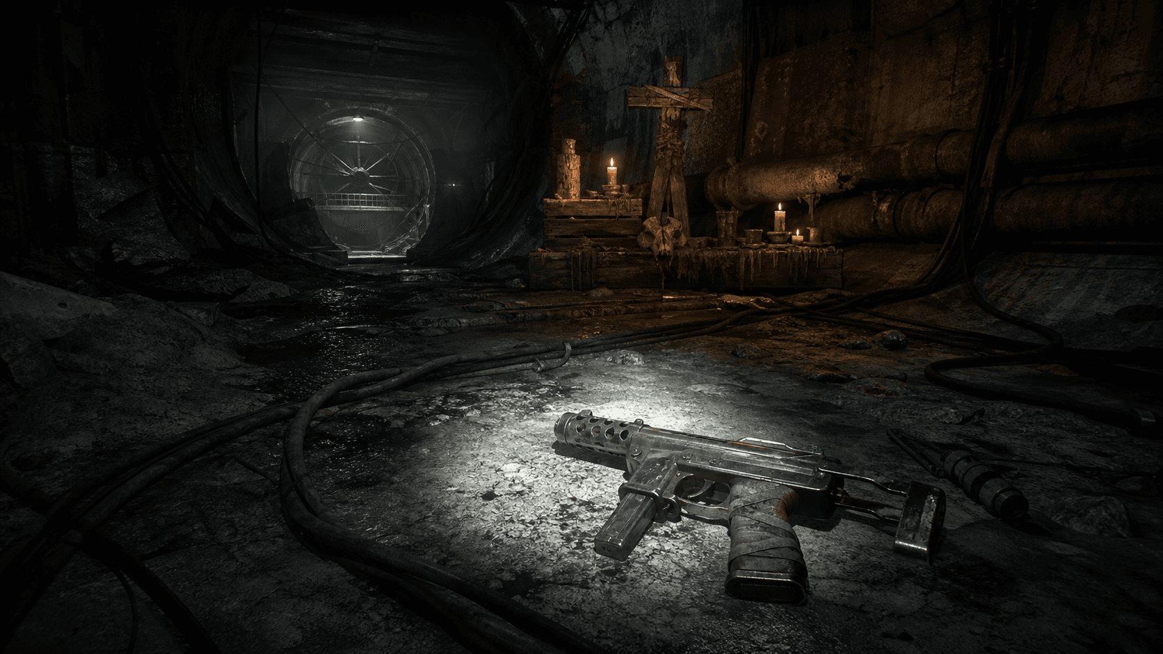 S.T.A.L.K.E.R. 2: уникальный ПП «Крысобой» на полу в тёмном кабельном коллекторе у алтаря Монолита