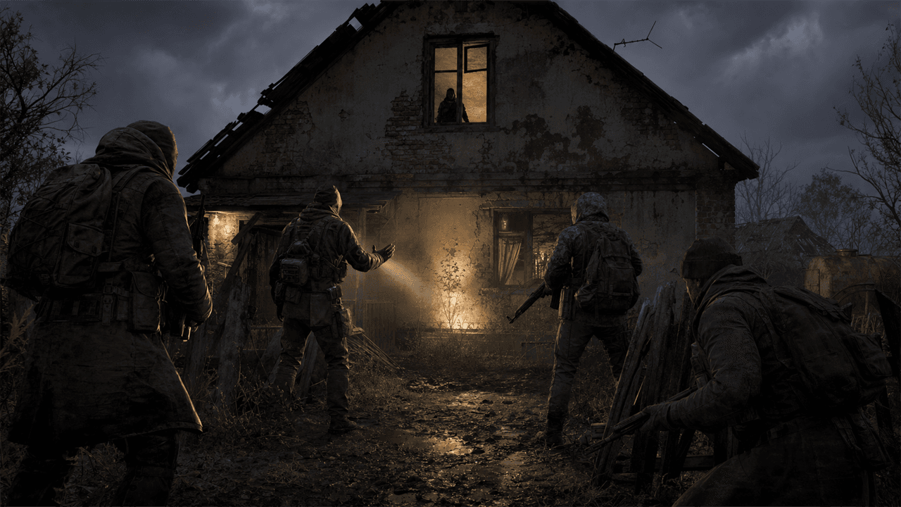 S.T.A.L.K.E.R. 2: бойцы Росы у дома, где скрывается Девятый