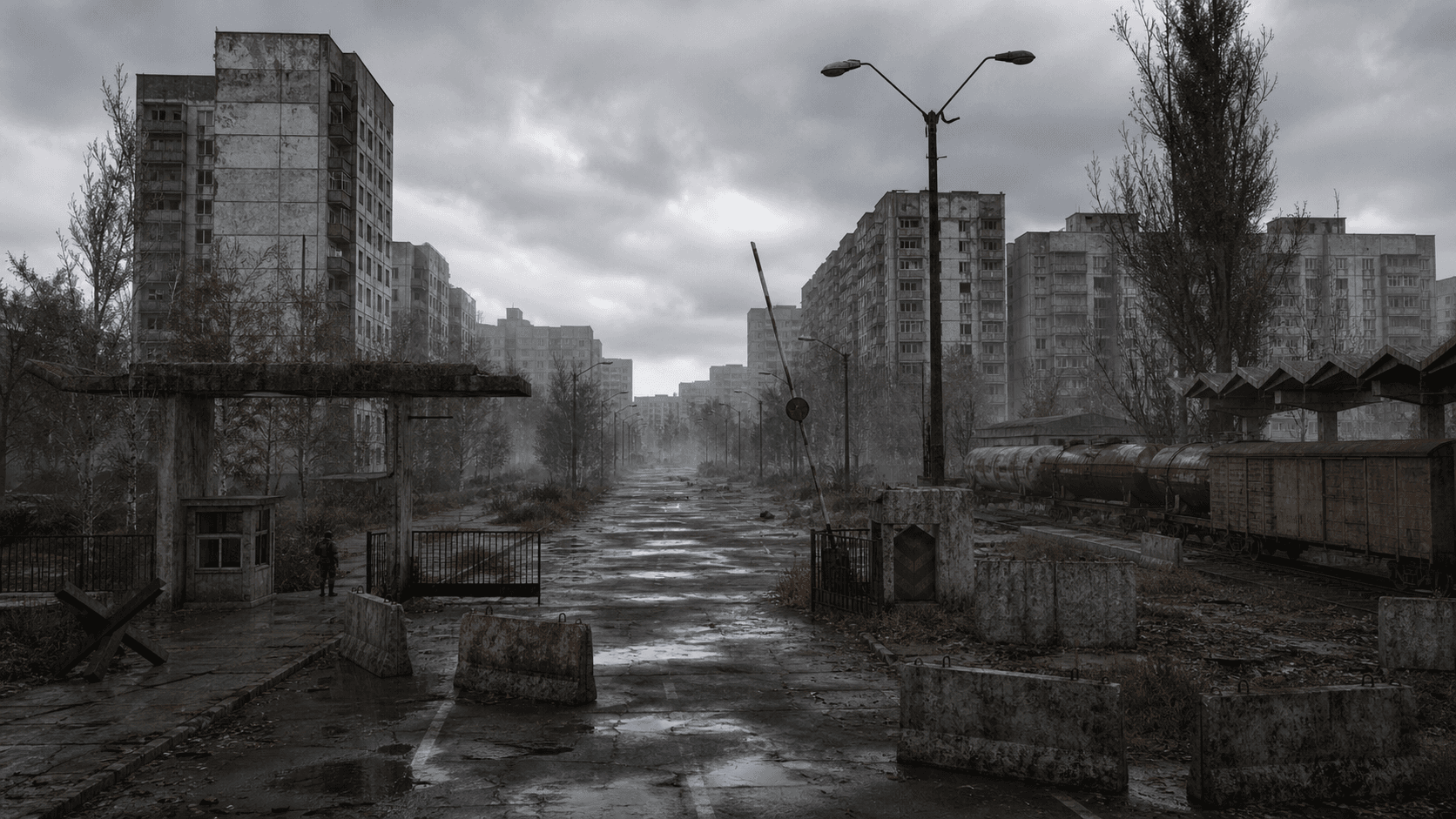 S.T.A.L.K.E.R. 2: заброшенный вход в Припять и мокрая городская улица