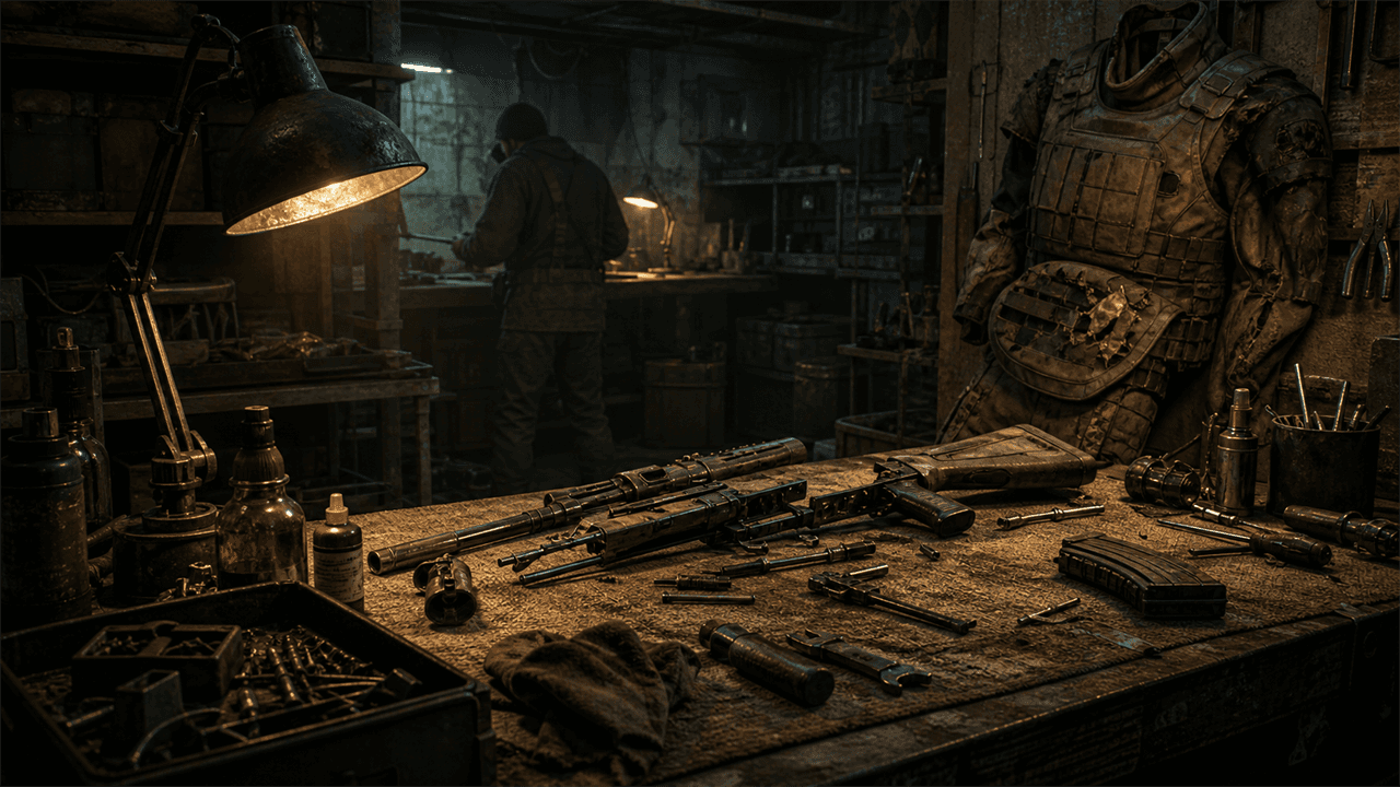 S.T.A.L.K.E.R. 2: оружие и броня на верстаке техника