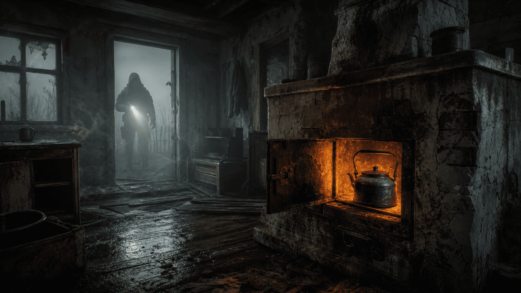 S.T.A.L.K.E.R. 2: Странный котелок в печке заброшенного дома в тумане
