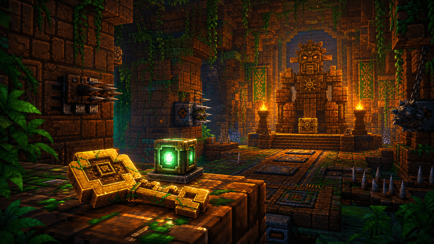 Terraria: золотой ключ от Храма джунглей и Ящеровый элемент питания у алтаря в оранжевом храме