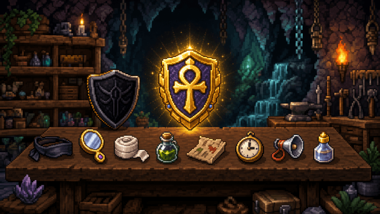 Terraria: пиксельная мастерская инженера, Щит Анха, Обсидиановый щит и компоненты Амулета Анха