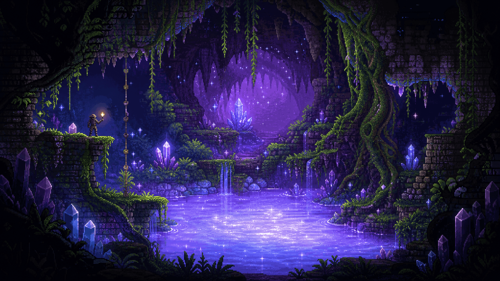 Terraria: подземный эфирный биом с фиолетовым Мерцанием