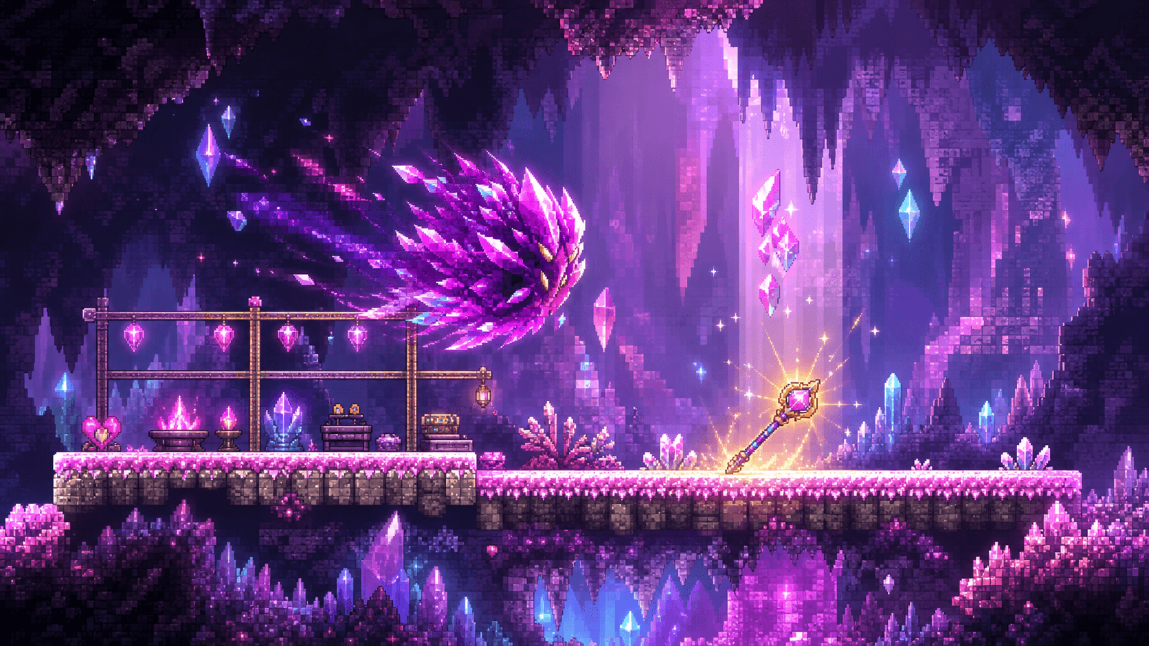 Terraria: подземное освящение, элементаль хаоса и выпавший Жезл раздора на ферме