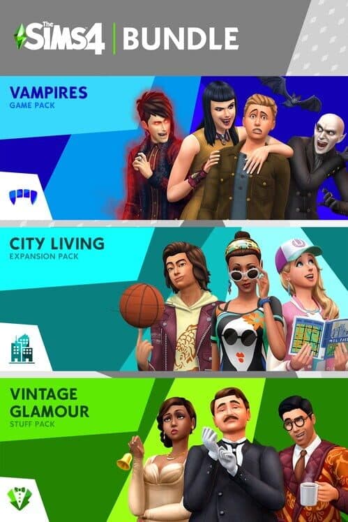Обложка The Sims 4: Bundle - City Living, Vampires, Vintage Glamour Stuff