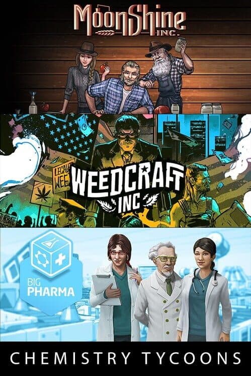 Обложка Weedcraft Inc + Moonshine Inc + Big Pharma: Chemistry Tycoons Bundle
