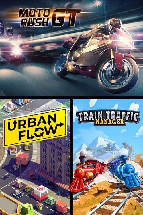 Обложка Moto Rush GT + Urban Flow + Train Traffic Manager