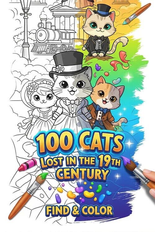 Обложка 100 Cats Lost in the 19th Century Find & Color