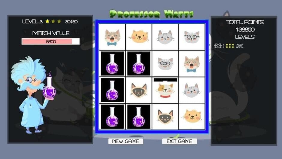 Скриншот 2 из Professor Watts Memory Match: Cats