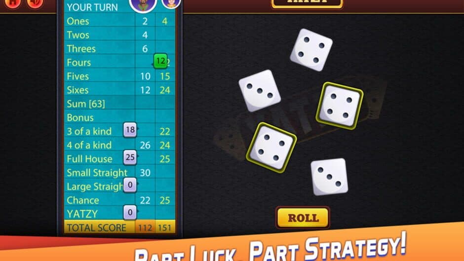 Скриншот 1 из Yatzy: Classic Dice Game