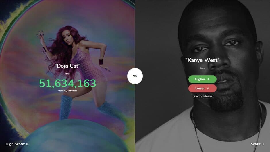 Скриншот 4 из Higher or Lower: Spotify Edition