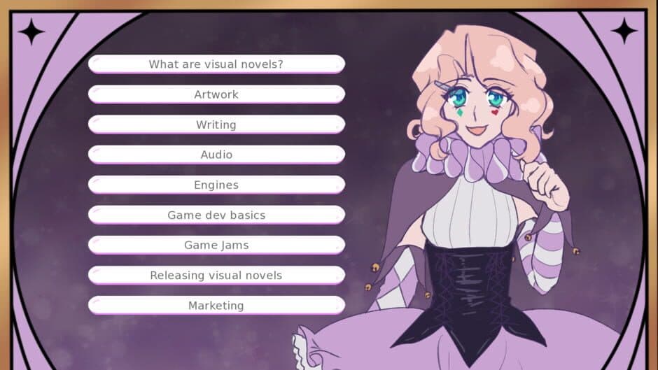 Скриншот 1 из A Clown Girl Teaches You How To Make Visual Novels