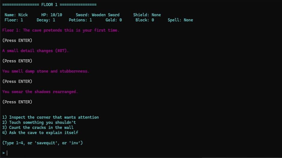 Скриншот 6 из Nick's Text Adventure
