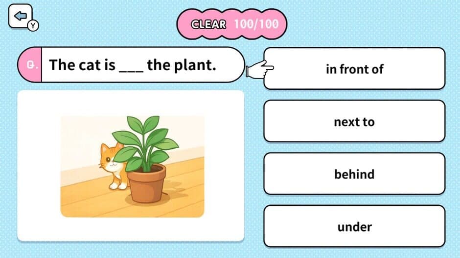 Скриншот 1 из Learn with Illustrations! English Prepositions 4-Choice Quiz