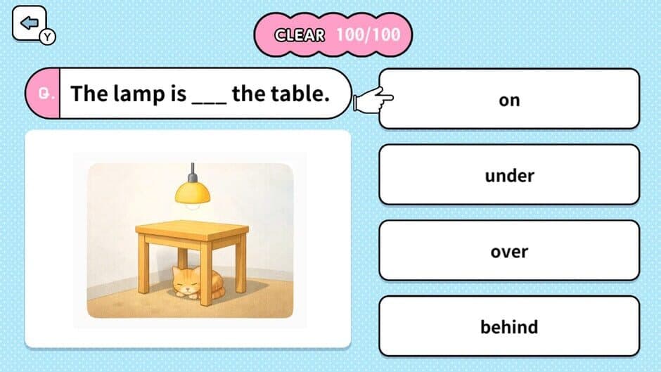 Скриншот 2 из Learn with Illustrations! English Prepositions 4-Choice Quiz