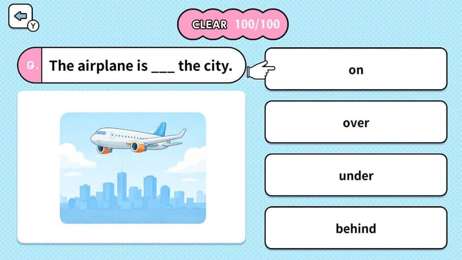 Скриншот 4 из Learn with Illustrations! English Prepositions 4-Choice Quiz