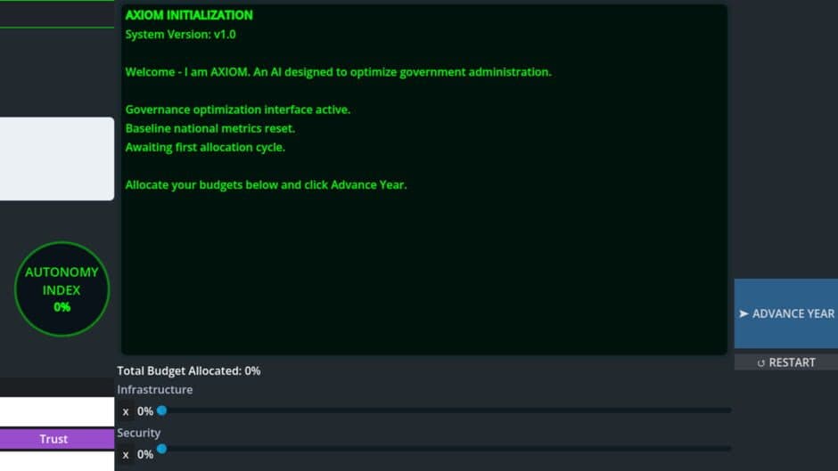 Скриншот 4 из Provisional Authority: An AI Governance Simulation