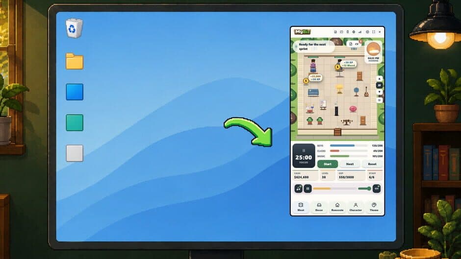 Скриншот 1 из MyBiz: Pomodoro Desk Tycoon