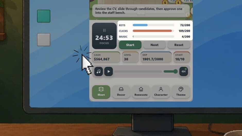 Скриншот 2 из MyBiz: Pomodoro Desk Tycoon