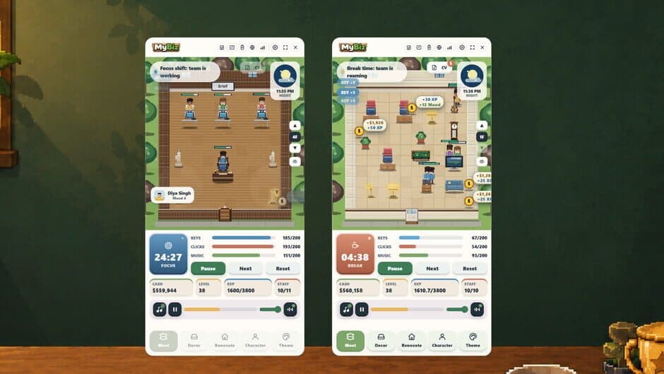 Скриншот 4 из MyBiz: Pomodoro Desk Tycoon