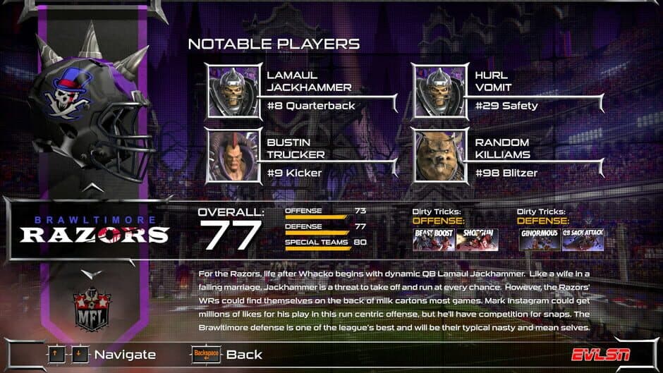 Скриншот 1 из Mutant Football League: Brawltimore Razors