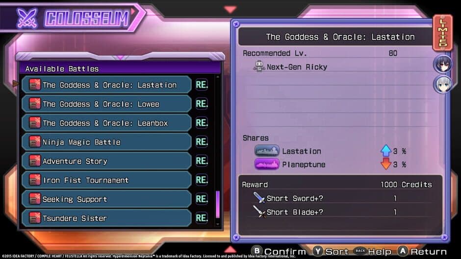 Скриншот 2 из Hyperdimension Neptunia Re;Birth1: Colosseum + Characters DLC