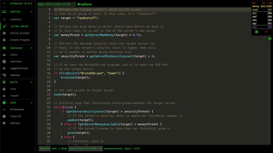 Скриншот 1 из Bitburner