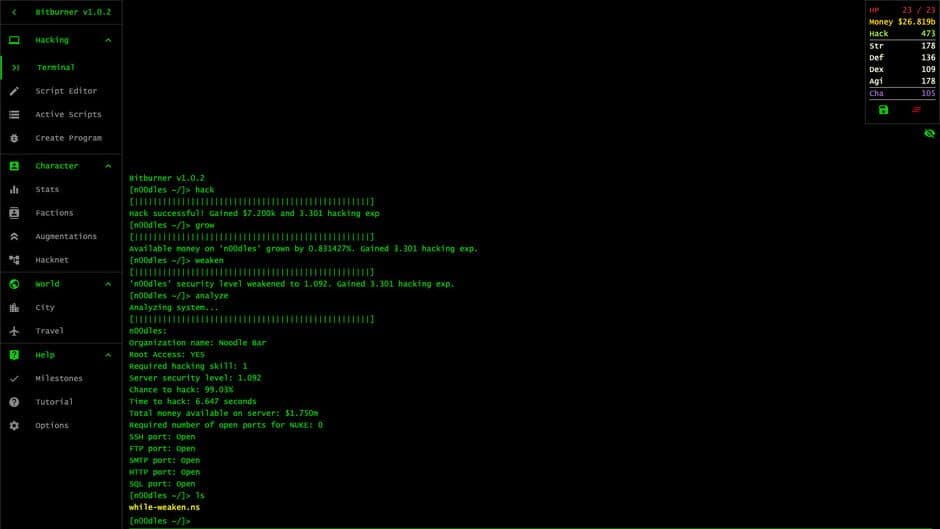 Скриншот 3 из Bitburner