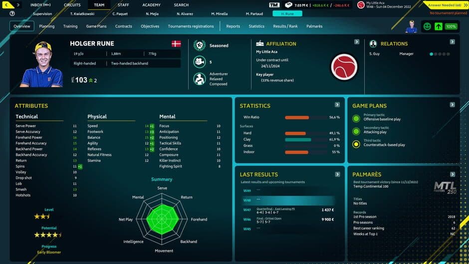 Скриншот 1 из Tennis Manager 2022