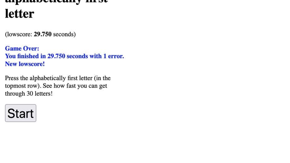 Скриншот 1 из Press the alphabetically first letter