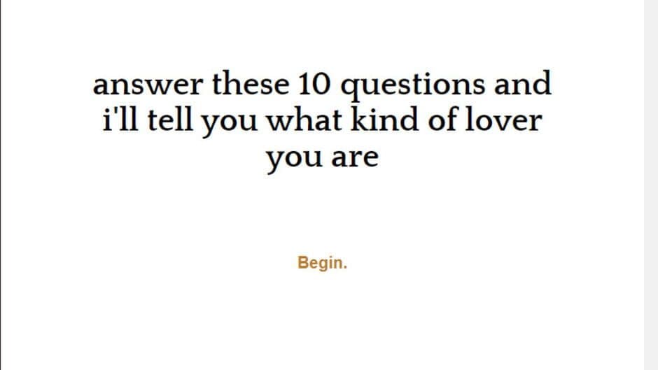 Скриншот 3 из Answer These 10 Questions And I'll Tell You What Kind of Lover You Are