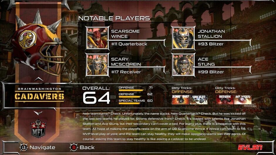 Скриншот 2 из Mutant Football League: Brainwashington Cadavers