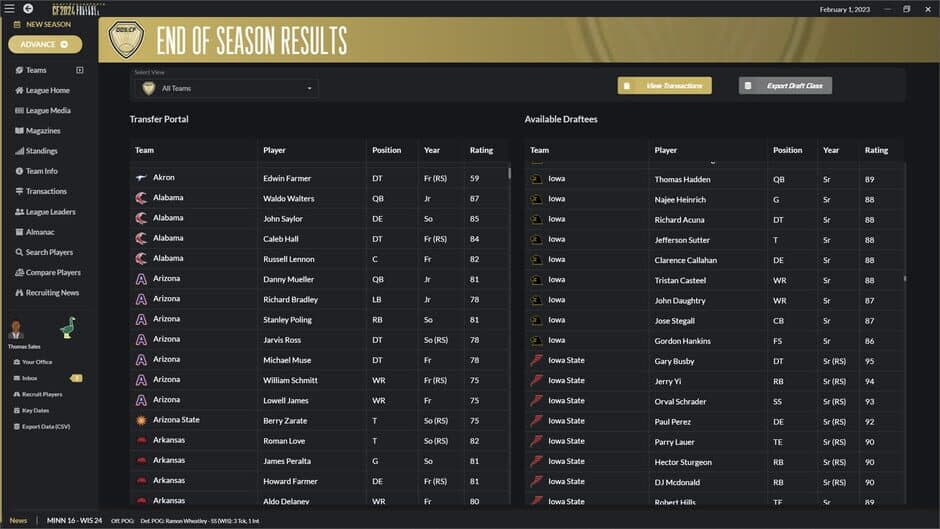 Скриншот 6 из Draft Day Sports: College Football 2024