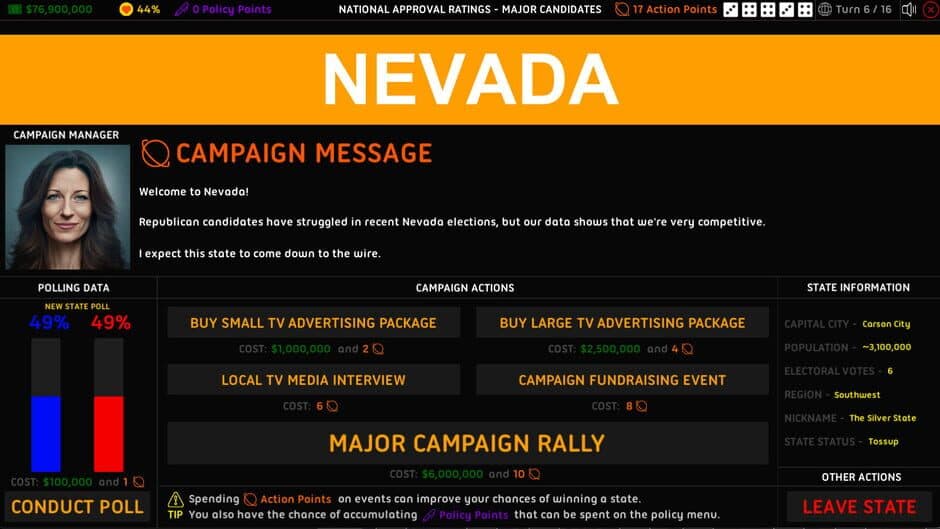 Скриншот 2 из 2024 U.S. Election Simulator