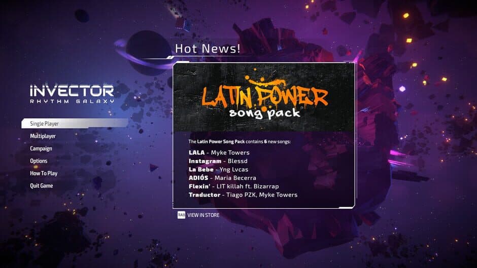Скриншот 1 из Invector: Rhythm Galaxy - Latin Power Song Pack