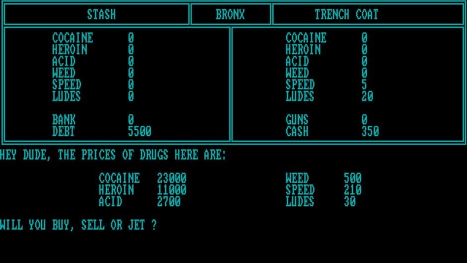Скриншот 1 из Drug Wars: A Game Based on the New York Drug Market