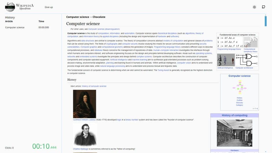 Скриншот 1 из Wikipedia Speedrun