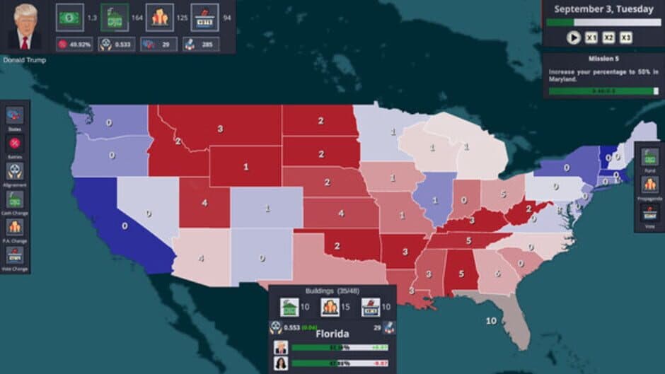 Скриншот 1 из Election Tycoon: Trump vs. Harris