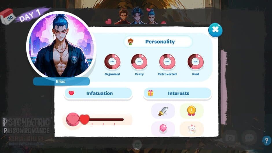 Скриншот 6 из Psychiatric Prison Romance: Serial Killer Anime Boys Dating Sim