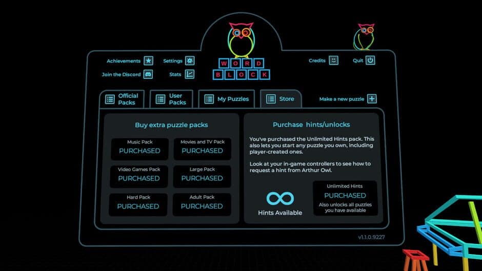 Скриншот 1 из Arthur Owl's Word Block: Unlimited Hints