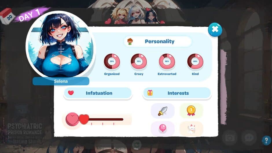 Скриншот 3 из Psychiatric Prison Romance: Serial Killer Anime Girls Dating Sim