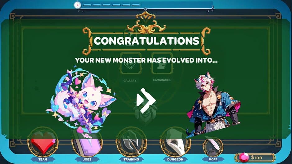 Скриншот 1 из Dungeon of Love: Catch Monsters to Make a Perfect Anime Boyfriend